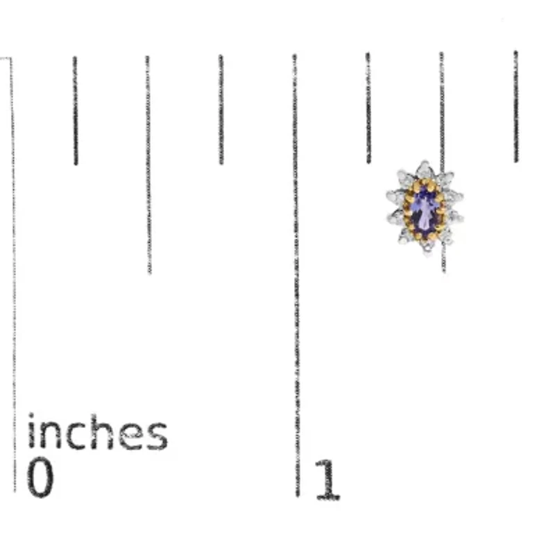 14K Yellow Gold 1/4 Cttw Diamond andTanzanite Halo Stud Earrings