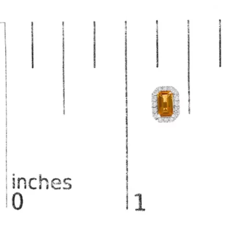 10K Gold Gemstone and 1/7 Cttw Diamond Halo Stud Earrings