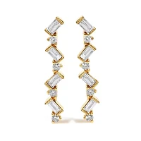 14K Yellow Gold 1/2 Cttw Diamond Zig Zag Drop Earrings