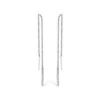 10K White Gold 1/10 Cttw Diamond Threader Earrings