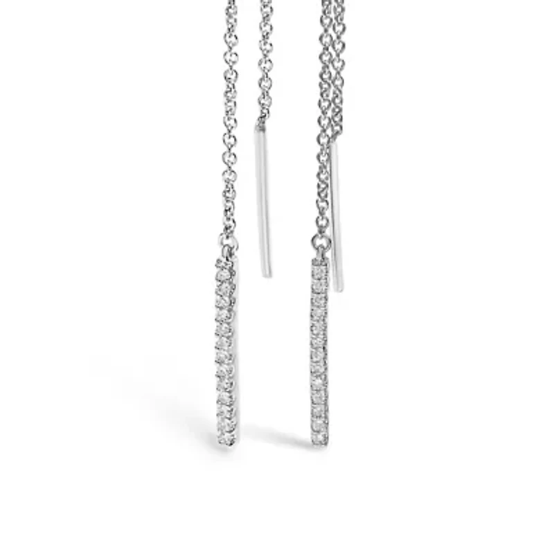 10K White Gold 1/10 Cttw Diamond Threader Earrings