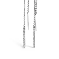 10K White Gold 1/10 Cttw Diamond Threader Earrings