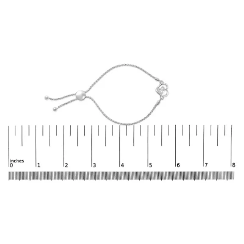 Silver Diamond Accent Heart Infinity Bolo Adjustable Bracelet