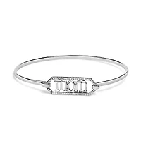 .925 Sterling Silver 1/5 Cttw Diamond Mom Bangle Bracelet