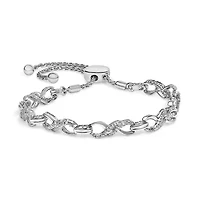 Silver 1/2 Cttw Diamond Infinity Link Bolo Bracelet