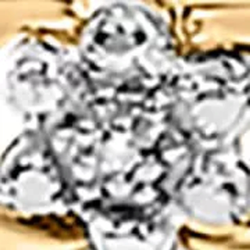 10K Yellow Gold over Silver Diamond Accent Cluster and X Link Bracelet