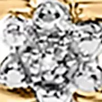 10K Yellow Gold over Silver Diamond Accent Cluster and X Link Bracelet