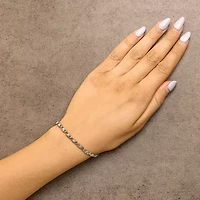 10K Yellow Gold over Silver Diamond Accent Cluster and X Link Bracelet