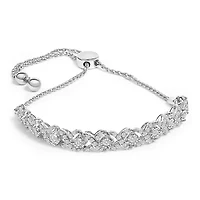 Silver 1.0 Cttw Diamond X Link Bolo Bracelet