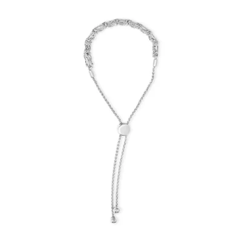 Silver 1.0 Cttw Diamond X Link Bolo Bracelet