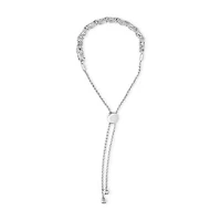 Silver 1.0 Cttw Diamond X Link Bolo Bracelet