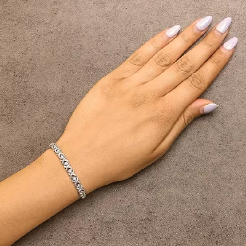 Silver 1.0 Cttw Diamond X Link Bolo Bracelet