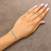 Silver 1.0 Cttw Diamond X Link Bolo Bracelet