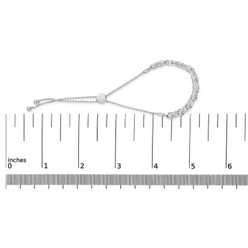 Silver 1.0 Cttw Diamond X Link Bolo Bracelet