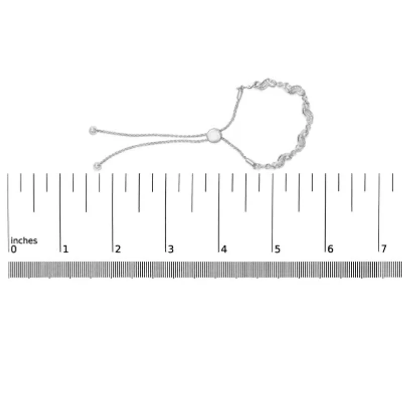 .925 Sterling Silver 1/2 Cttw Diamond Double Wave Bolo Bracelet