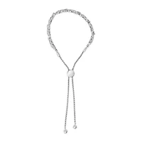 Silver 1/2 Cttw Diamond Weave and Station Bolo Bracelet