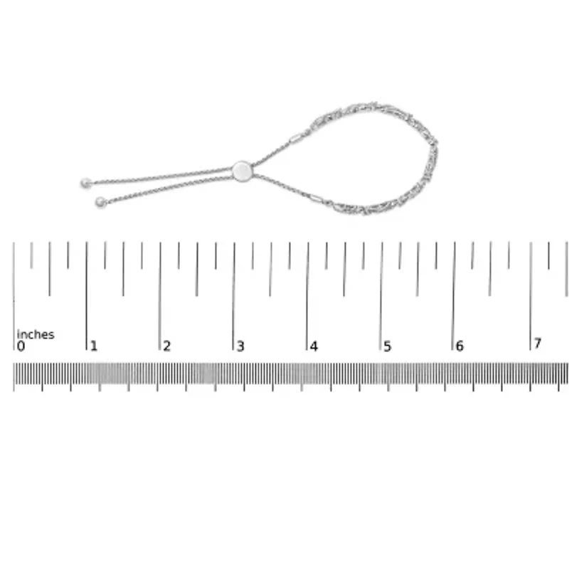 Silver 1/2 Cttw Diamond Weave and Station Bolo Bracelet