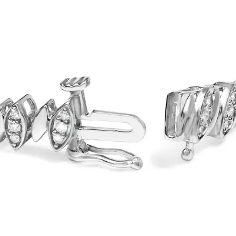 .925 Sterling SIlver 1.00 Cttw Marquise Link Bracelet