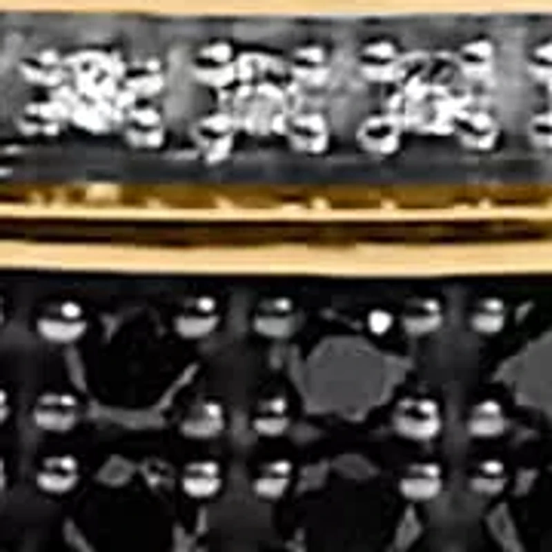 Men's 14K Yellow Gold over Silver 1.0 Cttw Black and White Diamond ID Link Bracelet