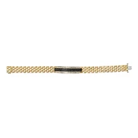 Men's 14K Yellow Gold over Silver 1.0 Cttw Black and White Diamond ID Link Bracelet