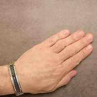 Men's 14K Yellow Gold over Silver 1.0 Cttw Black and White Diamond ID Link Bracelet