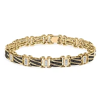 Men's 14K Yellow Gold over Silver 2.0 Cttw Black Diamond Link Bracelet
