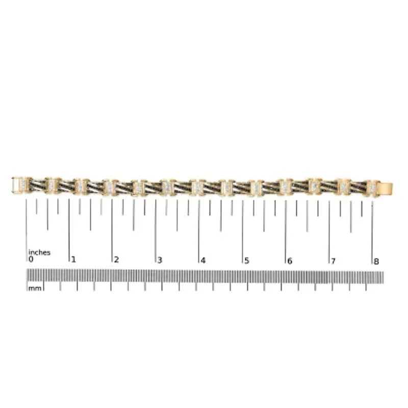 Men's 14K Yellow Gold over Silver 2.0 Cttw Black Diamond Link Bracelet