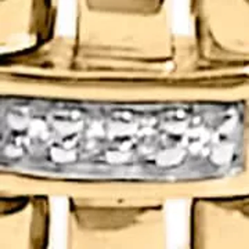 Men's 14K Yellow Gold Over Silver 1/10 Cttw Diamond and Black Onyx Panel Link Bracelet