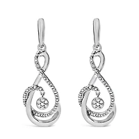 Silver 1/6 Diamond Spiral Twist Drop and Dangle Earrings