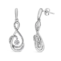 Silver 1/6 Diamond Spiral Twist Drop and Dangle Earrings