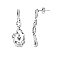 Silver 1/6 Diamond Spiral Twist Drop and Dangle Earrings