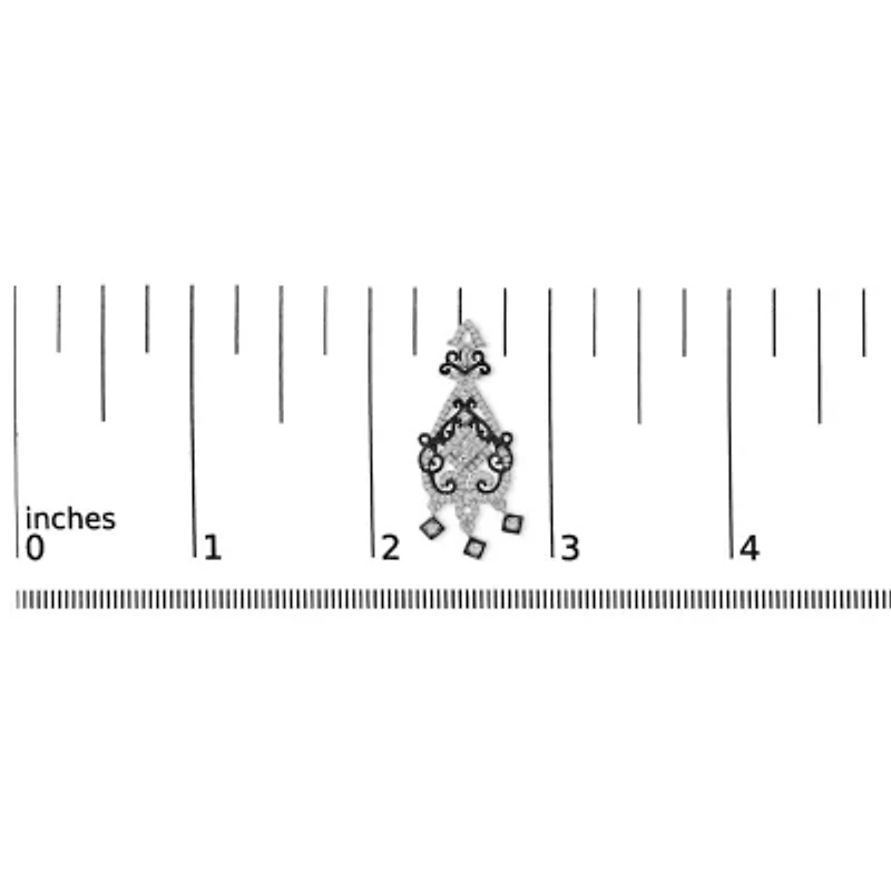 Black Rhodium and Silver 3/4 Cttw Diamond Chandelier Earrings