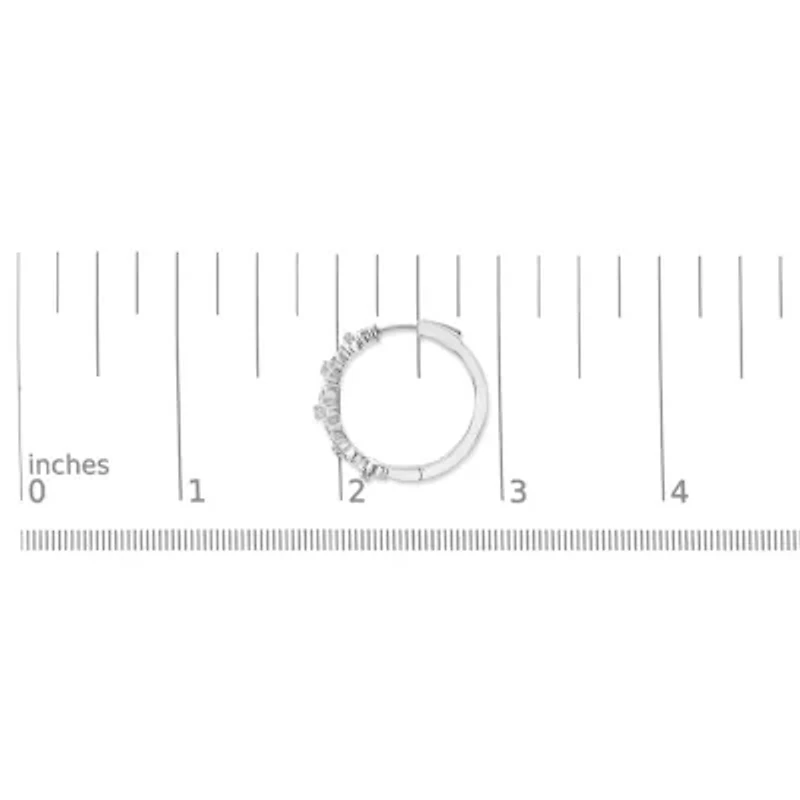 Silver 1/2 Cttw Diamond Floral Motif Hoop Earrings