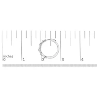 Silver 1/2 Cttw Diamond Floral Motif Hoop Earrings