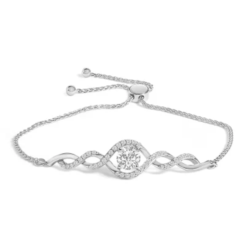 Lab Created Silver Created White Sapphire Knotted Twist Bolo Bracelet