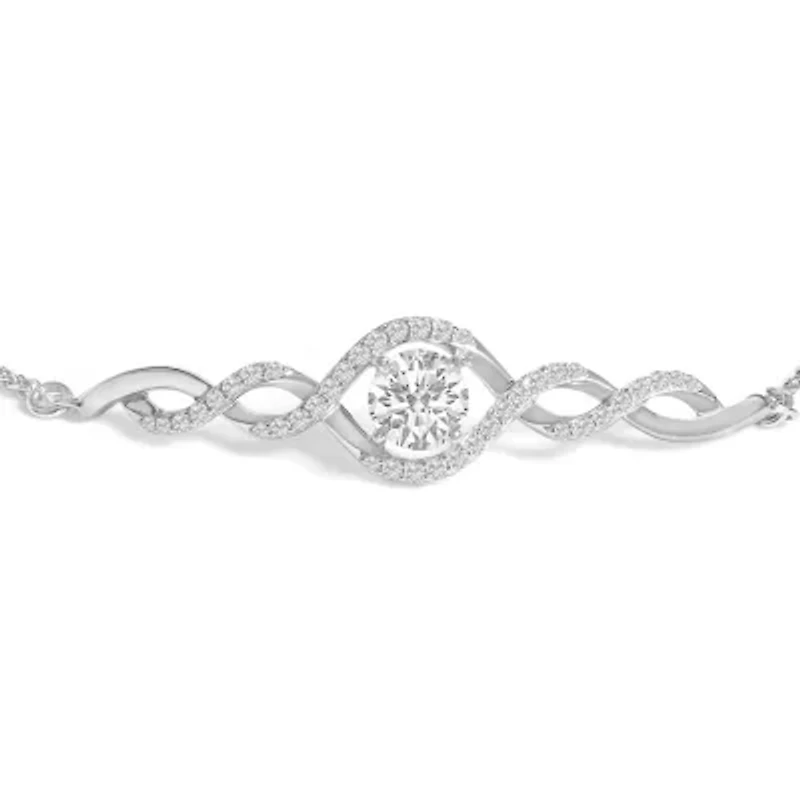 Lab Created Silver Created White Sapphire Knotted Twist Bolo Bracelet