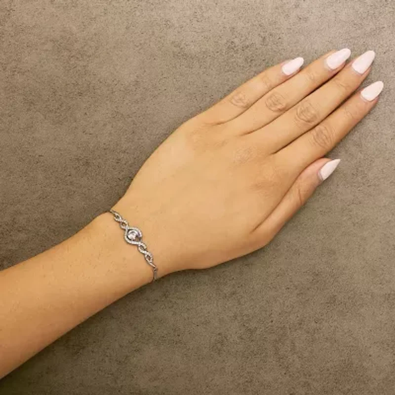 Lab Created Silver Created White Sapphire Knotted Twist Bolo Bracelet