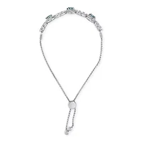 Lab Created Silver Swiss Blue Topaz and White Sapphire Bolo Bracelet