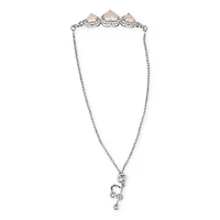 Lab Created Silver Created Opal Triple Heart and White Sapphire Bolo Bracelet