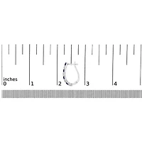 .925 Sterling Silver Created Blue and White Sapphire Hoop Earrings