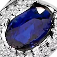 Lab Created Silver Created Blue and White Sapphire 3 Stone Swirl Pendant Necklace