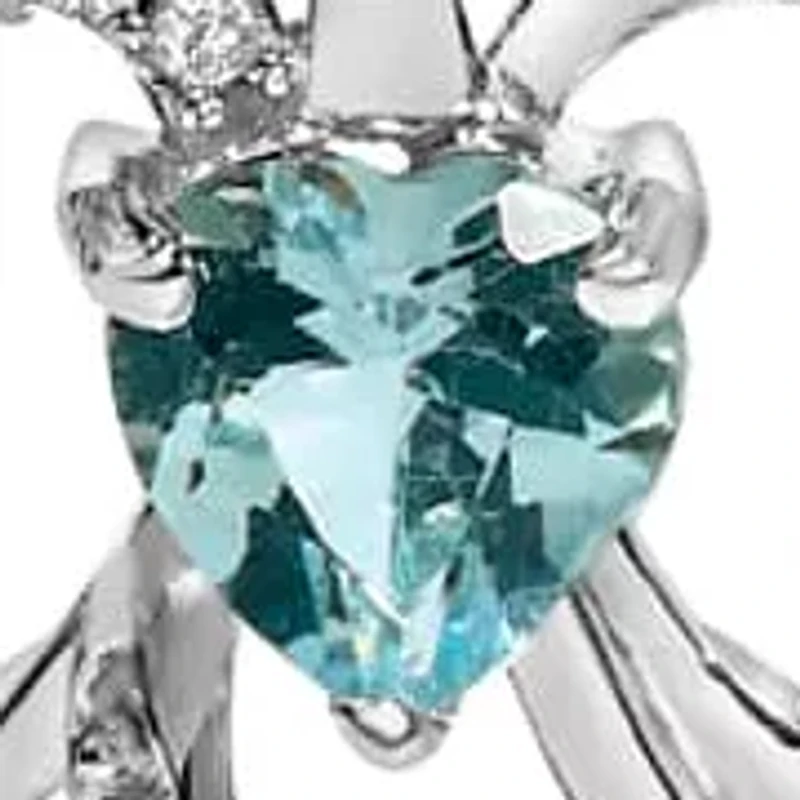 Silver Created Blue Topaz Angel Pendant Necklace