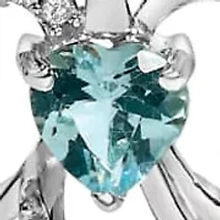 Silver Created Blue Topaz Angel Pendant Necklace