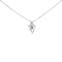 Silver Created Blue Topaz Angel Pendant Necklace