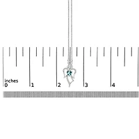 Silver Created Blue Topaz Angel Pendant Necklace