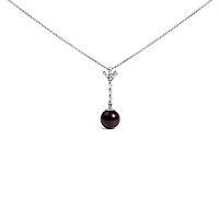 Lab Created Silver Black Pearl and Created White Sapphire Pendant Pendant Necklace