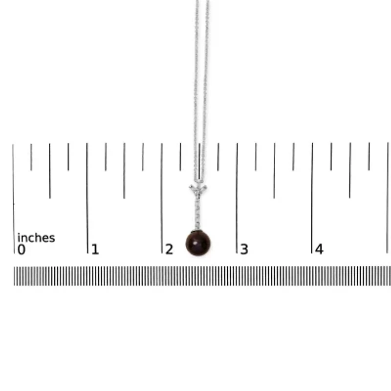 Lab Created Silver Black Pearl and Created White Sapphire Pendant Pendant Necklace