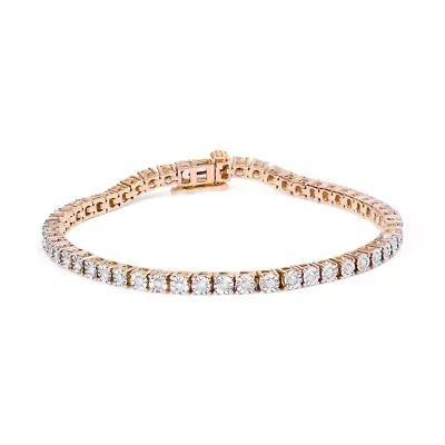Sterling Silver 1.0 Cttw Miracle-Set Diamond Round Faceted Bezel Tennis Bracelet