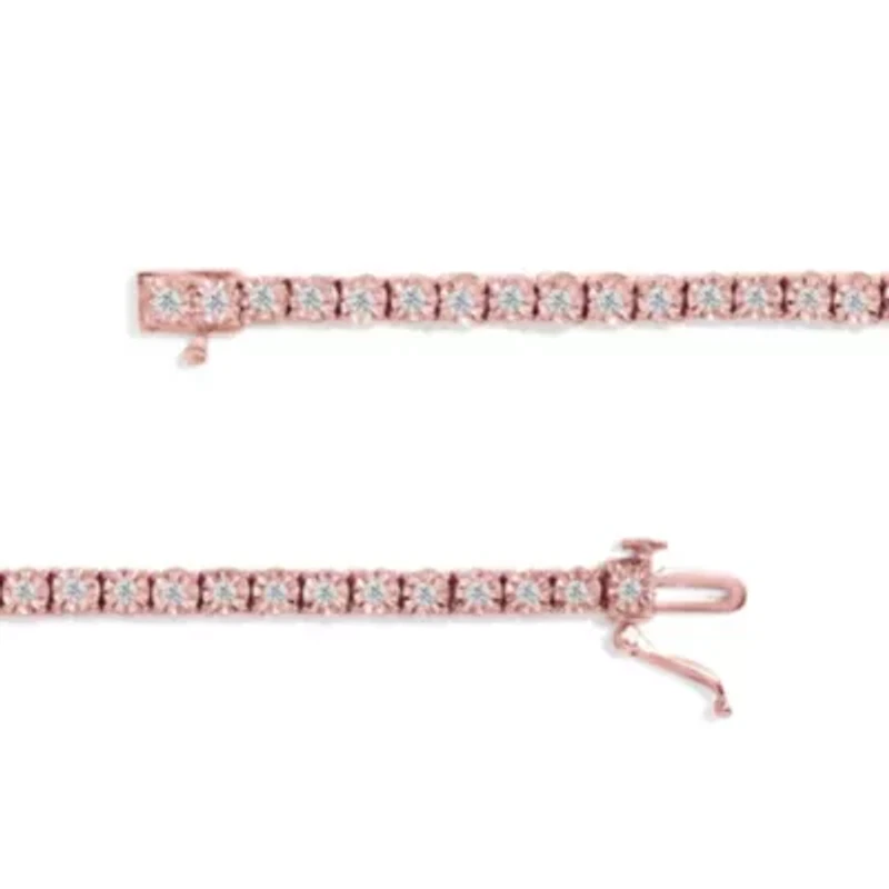 Sterling Silver 1.0 Cttw Miracle-Set Diamond Round Faceted Bezel Tennis Bracelet