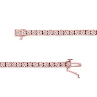 Sterling Silver 1.0 Cttw Miracle-Set Diamond Round Faceted Bezel Tennis Bracelet
